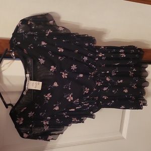American rag XS black floral sheer adorable shirt